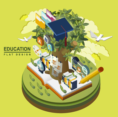 Flat concept education vector template