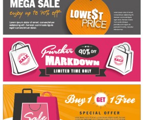 Flat styles sale banners vector set 01