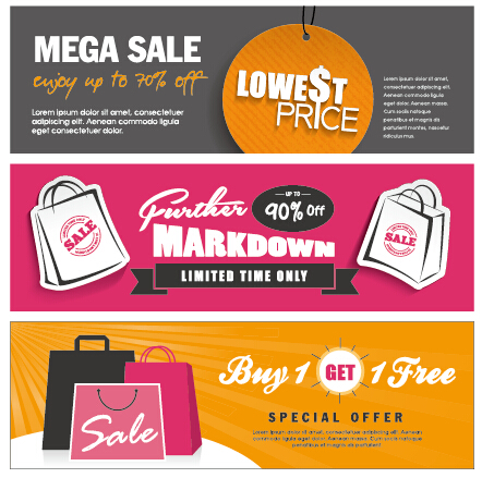 Flat styles sale banners vector set 01