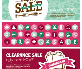 Flat styles sale banners vector set 02