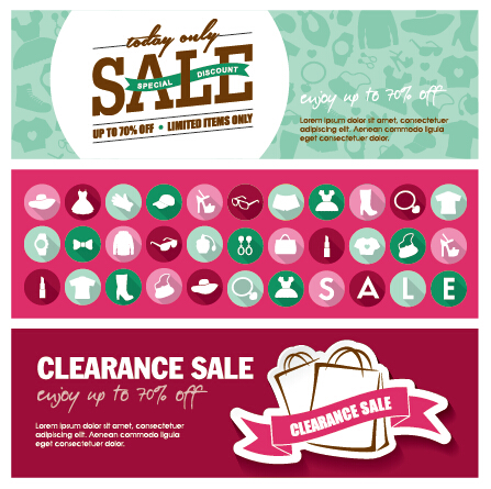 Flat styles sale banners vector set 02
