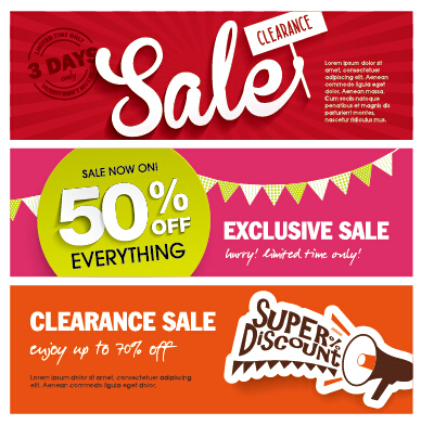 Flat styles sale banners vector set 03