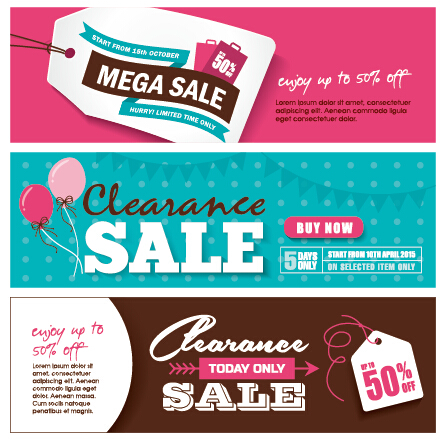 Flat styles sale banners vector set 04