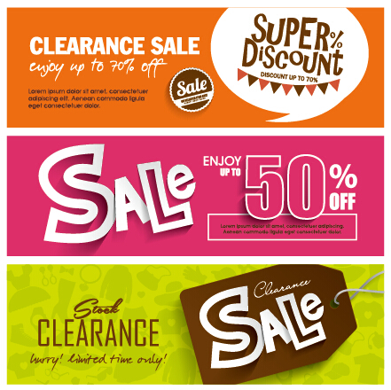 Flat styles sale banners vector set 05