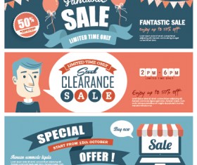 Flat styles sale banners vector set 06