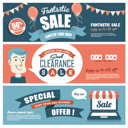 Flat styles sale banners vector set 06