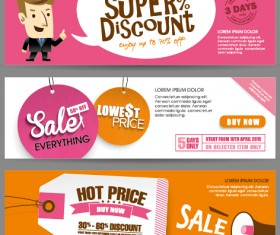 Flat styles sale banners vector set 07