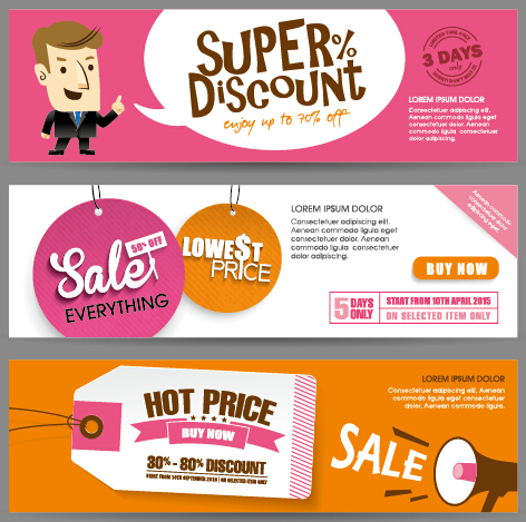 Flat styles sale banners vector set 07
