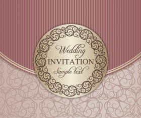 Floral ornate wedding invitation cards vector set 01