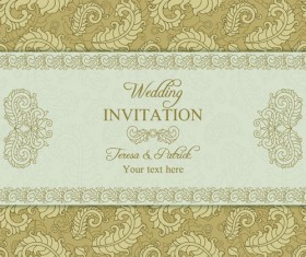 Floral ornate wedding invitation cards vector set 07