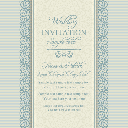 Floral ornate wedding invitation cards vector set 08