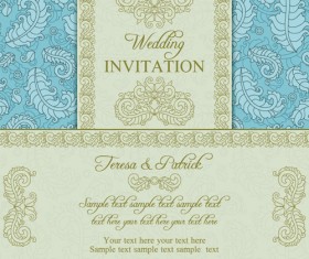 Floral ornate wedding invitation cards vector set 10