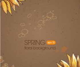 Floral spring retro background vector