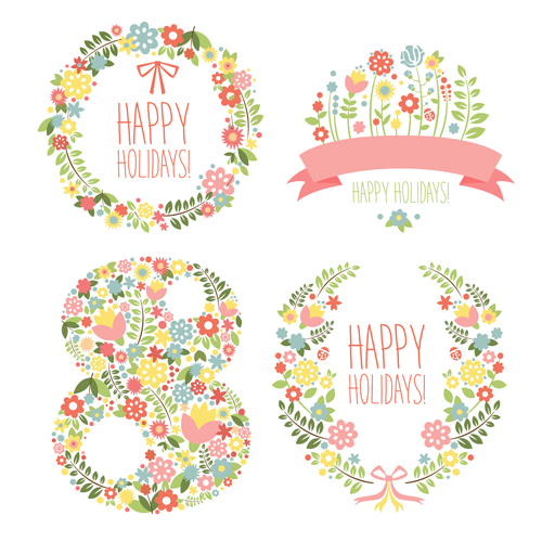 Flower frames with 8 March womens day vector