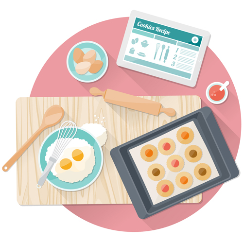 Food with cooking flat vector 02