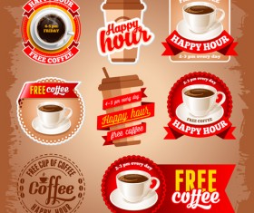 Free red coffee labels vector