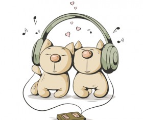 Funny cats with music vector design