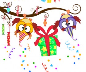 Funny owls design vectors 02