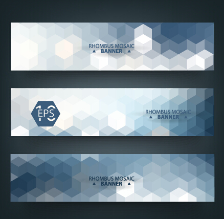 Geometric shapes mosaic vector banners 02
