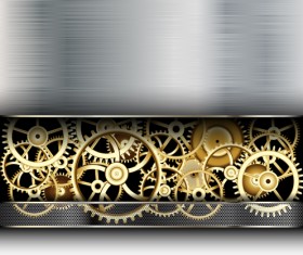 Golden gear and metallic background vector