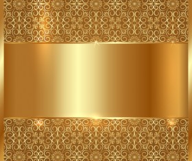 Golden metal with floral background vector 01
