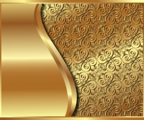 Golden metal with floral background vector 02