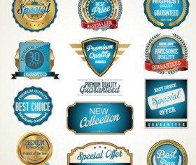 Golden with blue labels vector material