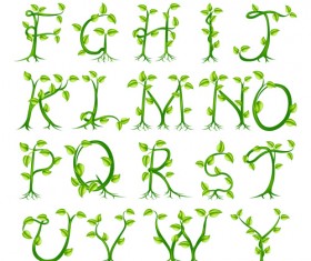 Green leaves alphabet excellent vector 03