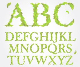 Green leaves alphabet excellent vector 04