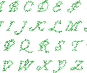 Green leaves alphabet excellent vector 05