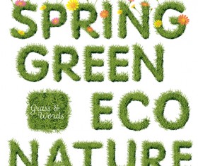 Green leaves alphabet excellent vector 07