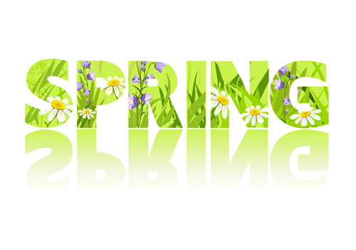 Green spring text design vector