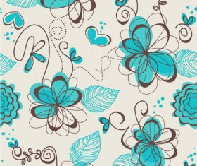 Hand drawn flowers vector seamless pattern