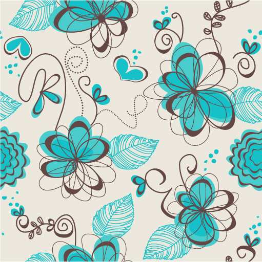 Hand drawn flowers vector seamless pattern