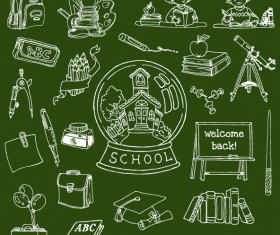 Hand drawn school supplies design vector