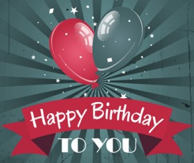 Happy Birthday vintage card with balloons vector