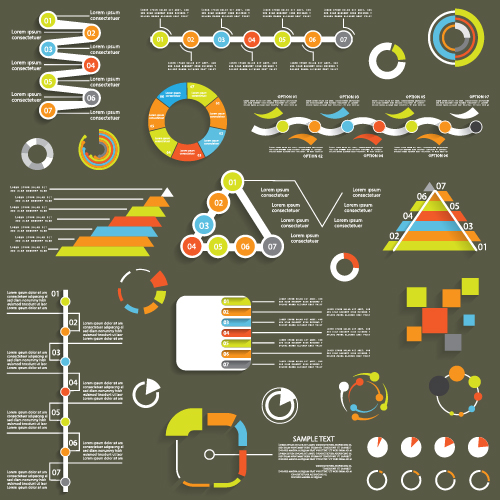 Infographic with diagrams elements design illustration vector 04