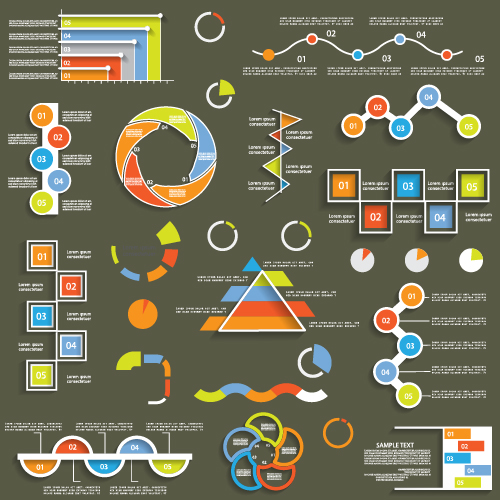 Infographic with diagrams elements design illustration vector 07