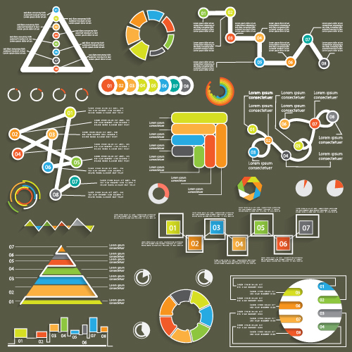 Infographic with diagrams elements design illustration vector 08
