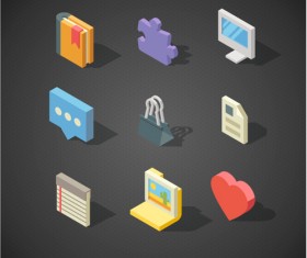 Isometric icons flat vector design 01
