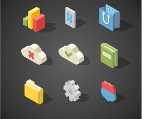 Isometric icons flat vector design 02