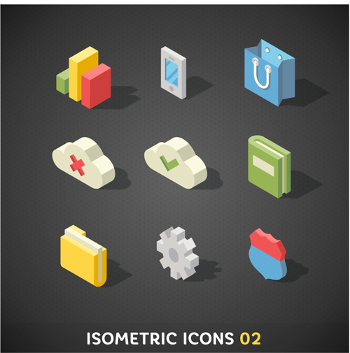 Isometric icons flat vector design 02