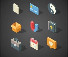 Isometric icons flat vector design 03