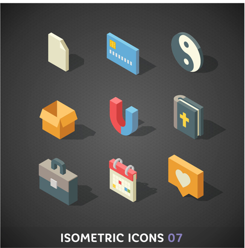 Isometric icons flat vector design 03