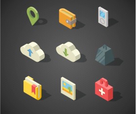 Isometric icons flat vector design 05