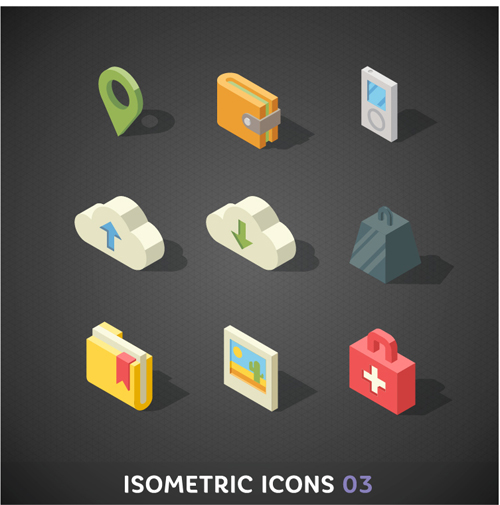 Isometric icons flat vector design 05