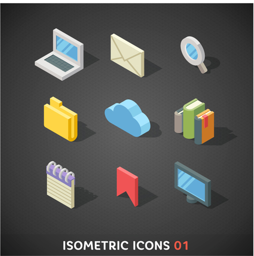 Isometric icons flat vector design 06