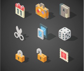 Isometric icons flat vector design 07