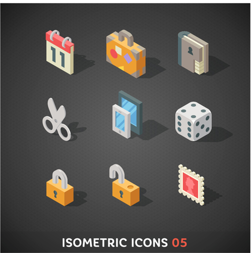 Isometric icons flat vector design 07