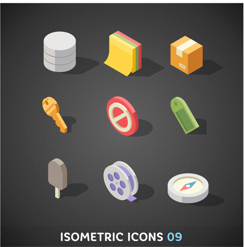 Isometric icons flat vector design 08